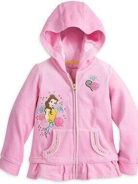 Disney Store Belle  Fleece Zip Hoodie Size 2 Pink